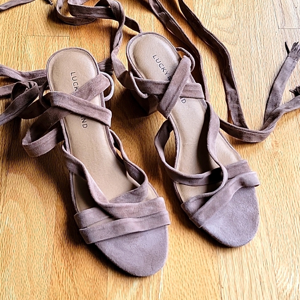Lucky Brand Leather Ankle Wrap Sandals